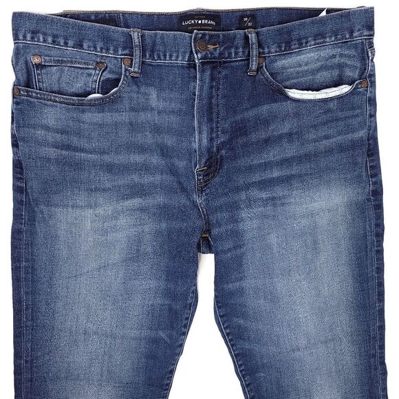 Lucky Brand 121 Slim Jeans Mens 38x31 Dark Blue Stretch Designer 11.5" Rise - Picture 2 of 8